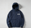 KONEKA Hooded Windbreaker Jacket, Navy Blue, Full Zip, Adjustable Cuffs, Water Resistant