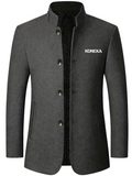 KONEKA Men's Woolen Stand Collar Men's Jacket Suit Autumn Winter Wool Blend Coats Male