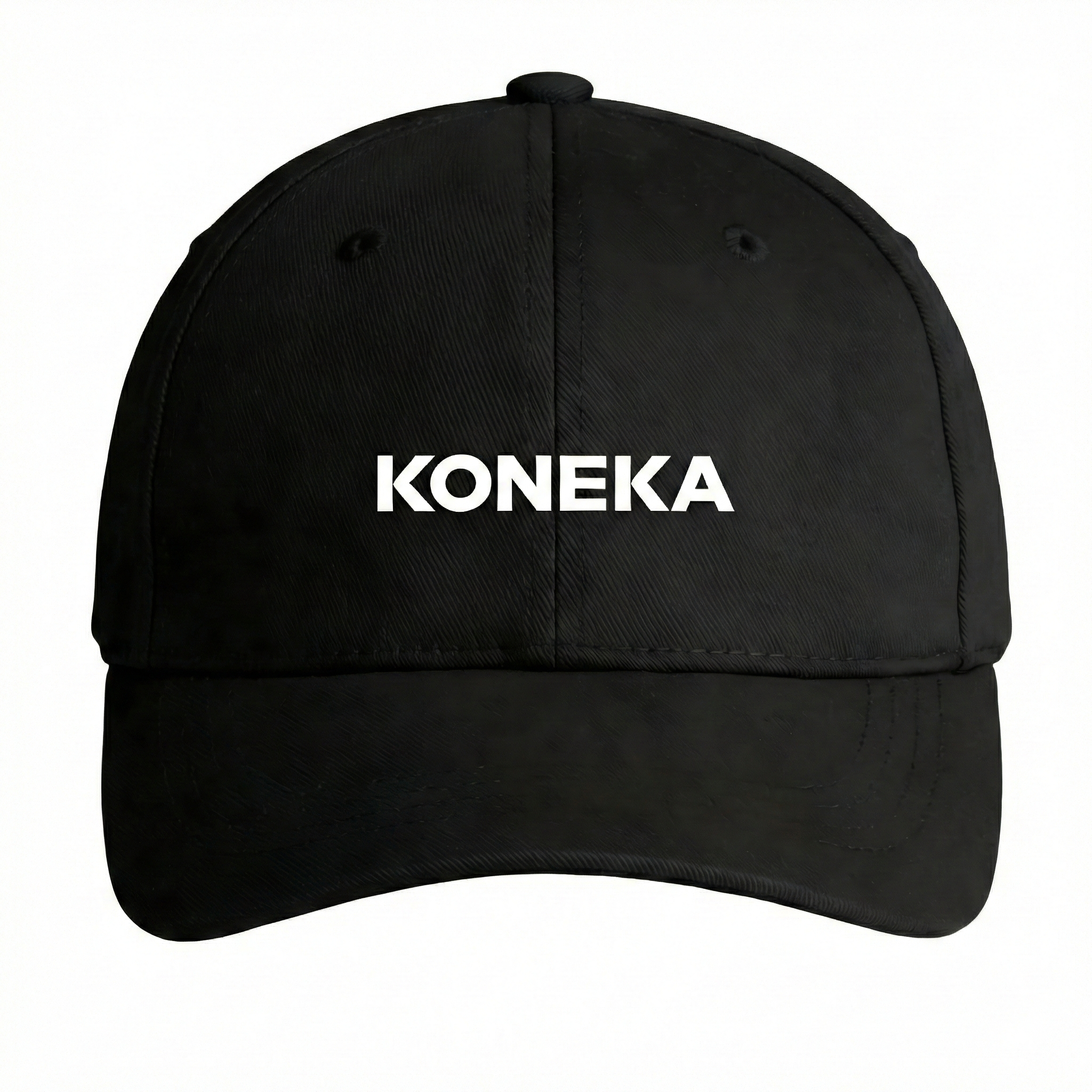 KONEKA Baseball Cap, Black, Embroidered Logo, Adjustable Hat, 7 x 4.5 inches