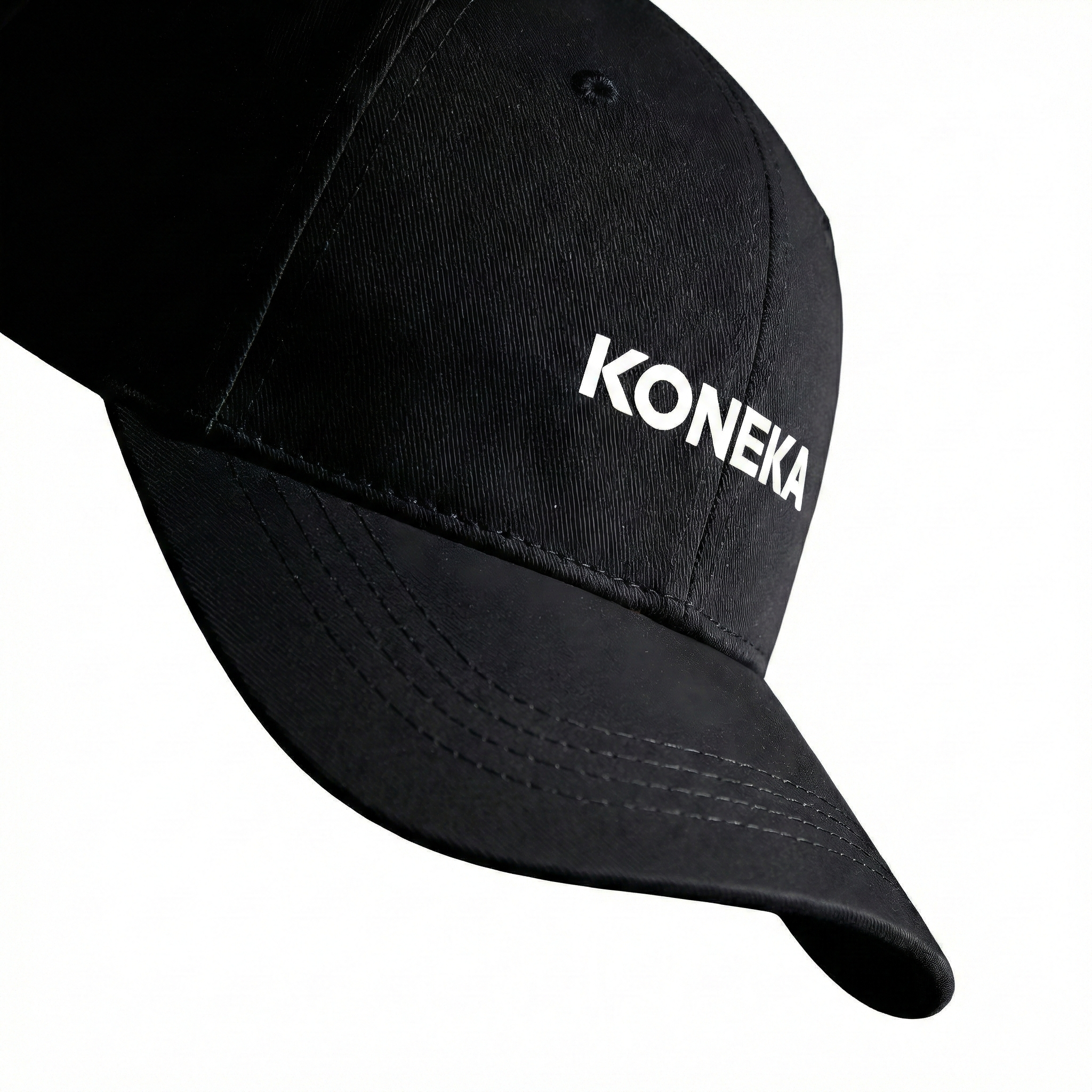 KONEKA Baseball Cap, Black, Embroidered Logo, Adjustable Hat, 7 x 4.5 inches