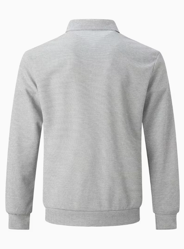 KONEKA Mens Lightweight Zip Up Cardigan Shirt Jacket Laydown Collar Solid Color Long Sleeve Waffle Jackets Business Casual