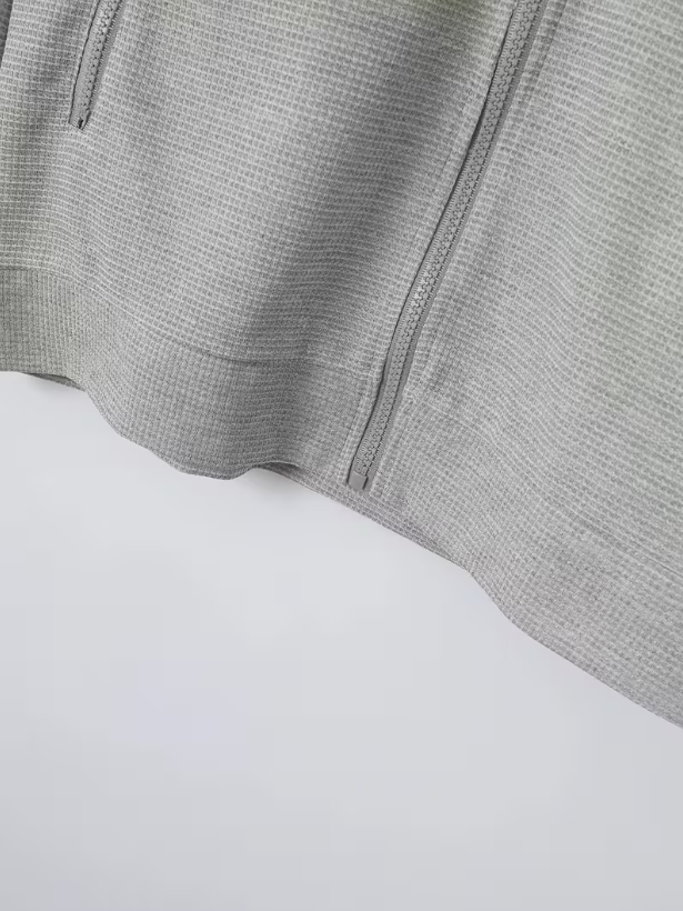 KONEKA Mens Lightweight Zip Up Cardigan Shirt Jacket Laydown Collar Solid Color Long Sleeve Waffle Jackets Business Casual