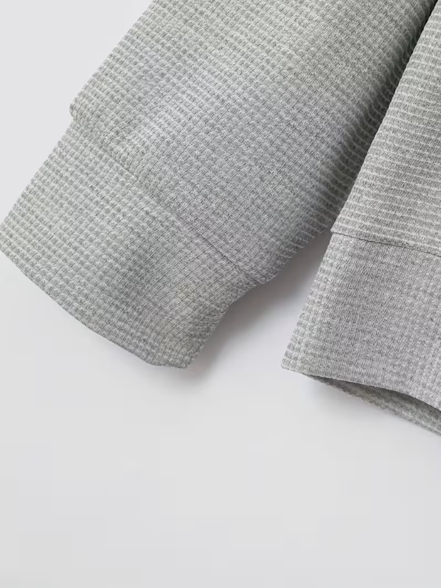 KONEKA Mens Lightweight Zip Up Cardigan Shirt Jacket Laydown Collar Solid Color Long Sleeve Waffle Jackets Business Casual