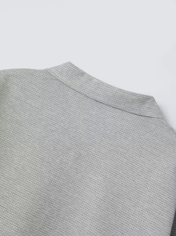 KONEKA Mens Lightweight Zip Up Cardigan Shirt Jacket Laydown Collar Solid Color Long Sleeve Waffle Jackets Business Casual