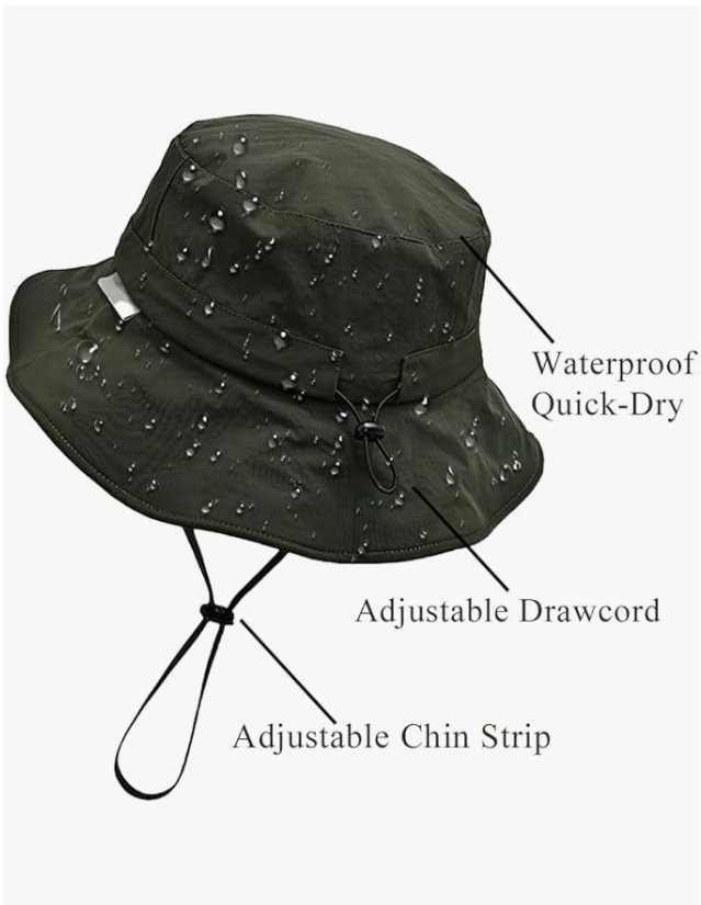 KONEKA An Waterproof Bucket Hat for Men Women Quick Dry Sun Hat Fishing Safari Hat Adjustable Chin Strap UV Protection