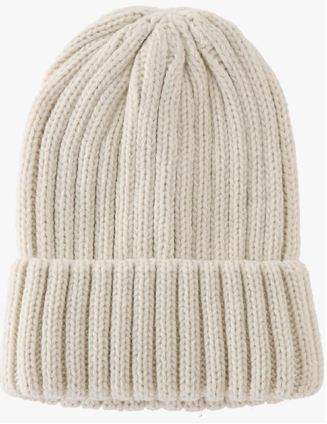 KONEKA Women's Rib Knit Cuffed Beanie Hat Stretch Acrylic Winter Hat Thick Warm
