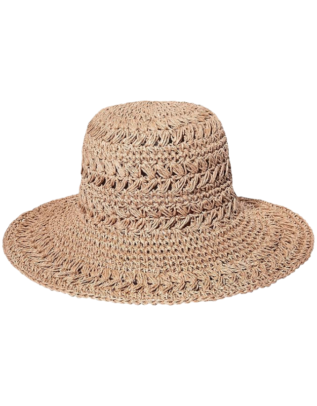 KONEKA Straw Bucket Hats for Women Striped Crochet Sun Hats Foldable Floppy Beach Hats Summer Travel Accessories