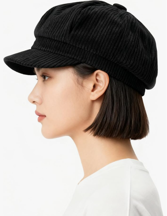 KONEKA Womens Corduroy Caps 8 Panel Peaked Cap Vintage Newsboy Paperboy Hats Gatsby Cabbie Cap Painter Tour Hat