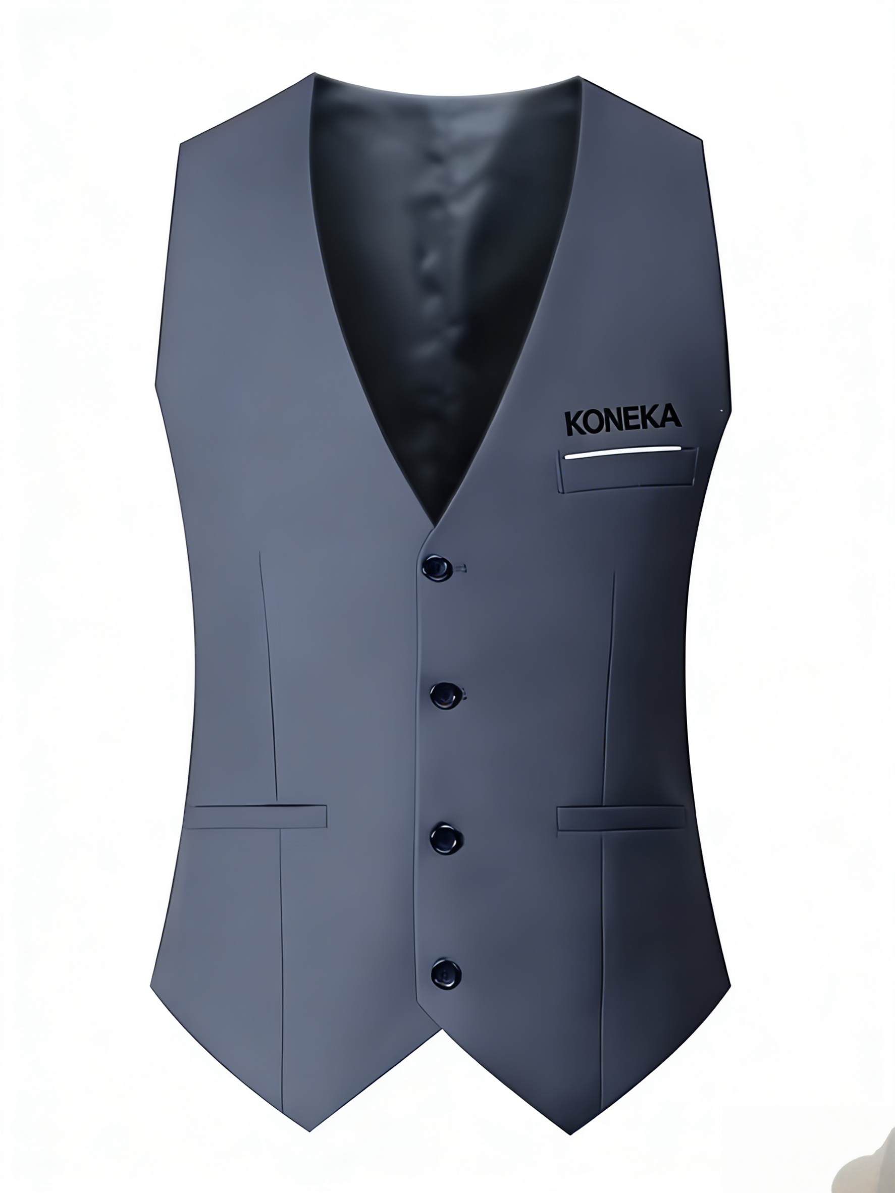 KONEKA Mens Oversize Solid Color Suit Vest Slim Sleeveless Button Down Shirts Formal Wedding Business Meeting Dress Shirt Plus Size